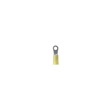 Panduit Ring Terminal, 5/16 in Stud Size, 10 AWG, 600 V, Vinyl Insulated, Yellow, 500 PK PV10-56R-D